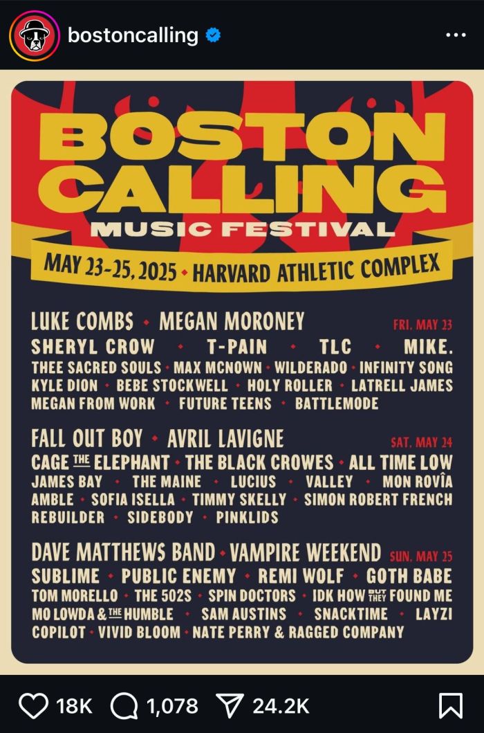 Boston Calling 2025 Music Lineup Headliners
