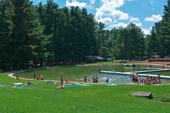 Boston Summer Camps | Lake view with campers swimming