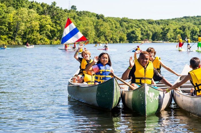 Boston SUmmer Camps | Kids in Canoes on a lake